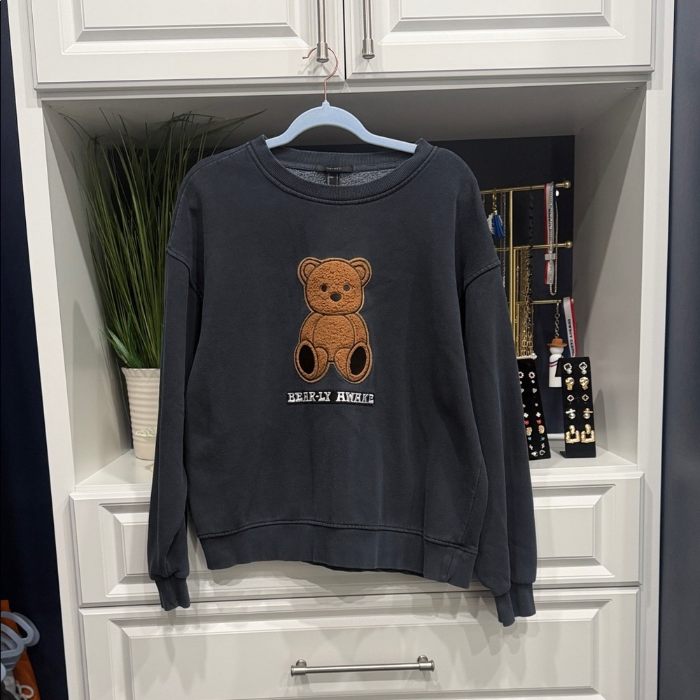 Forever 21 Black Teddy Bear Sweatshirt